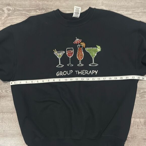 Hanes Large Vintage Sweatshirt – Bedazzled Group Therapy Funny Unisex Sweatshirt - Picture 6 of 8